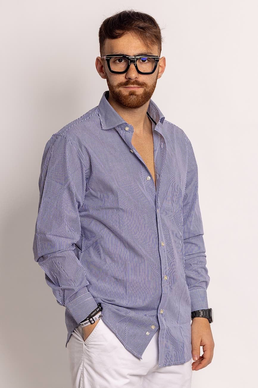 Camicia mille righe blu