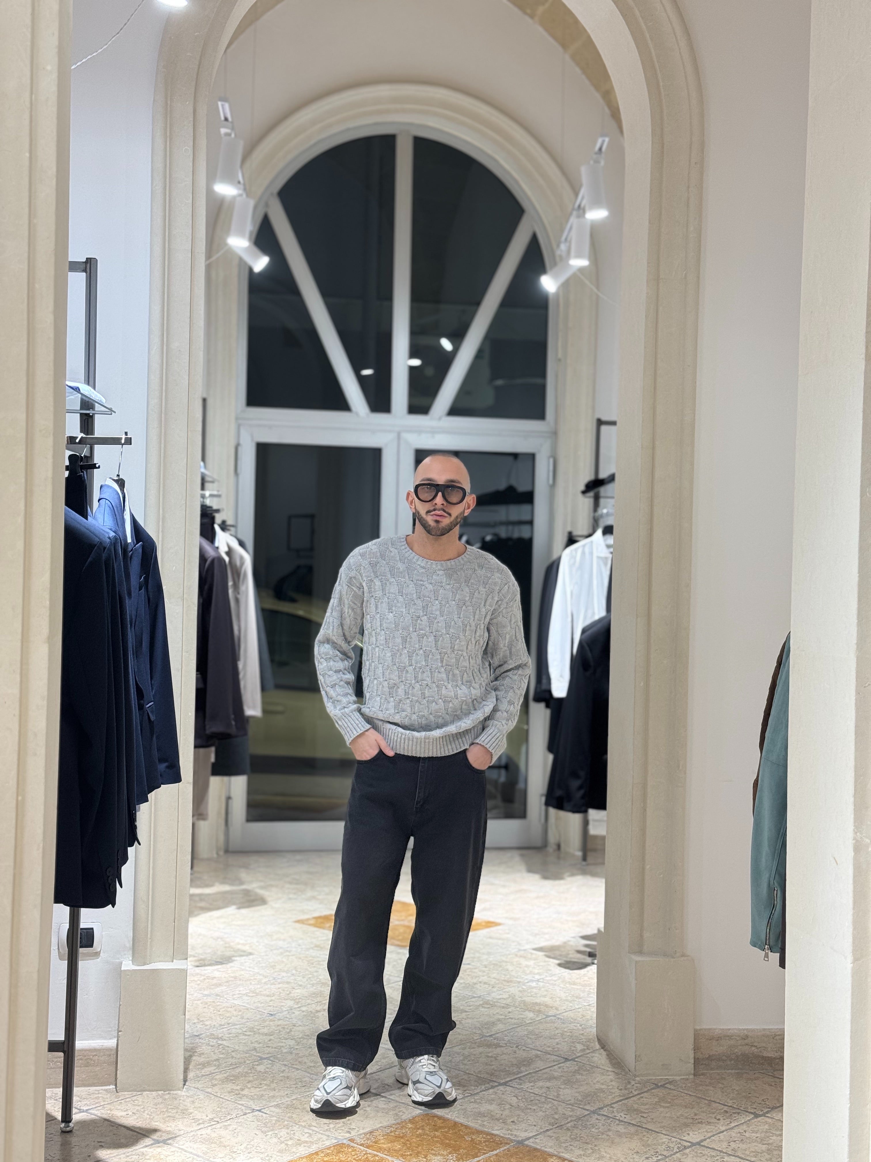 Maglia in treccia Grigia