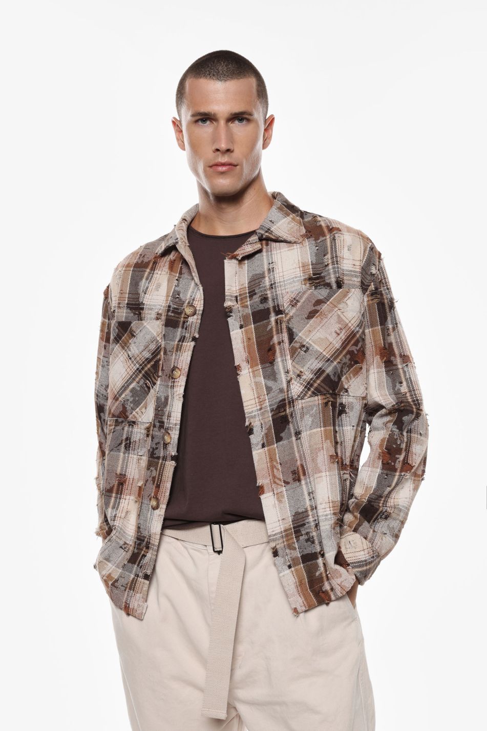 CAMICIA A QUADRI BOTTONI SINGOLI