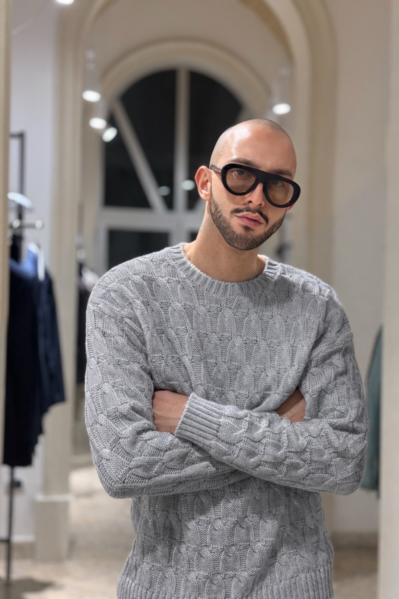 Maglia in treccia Grigia