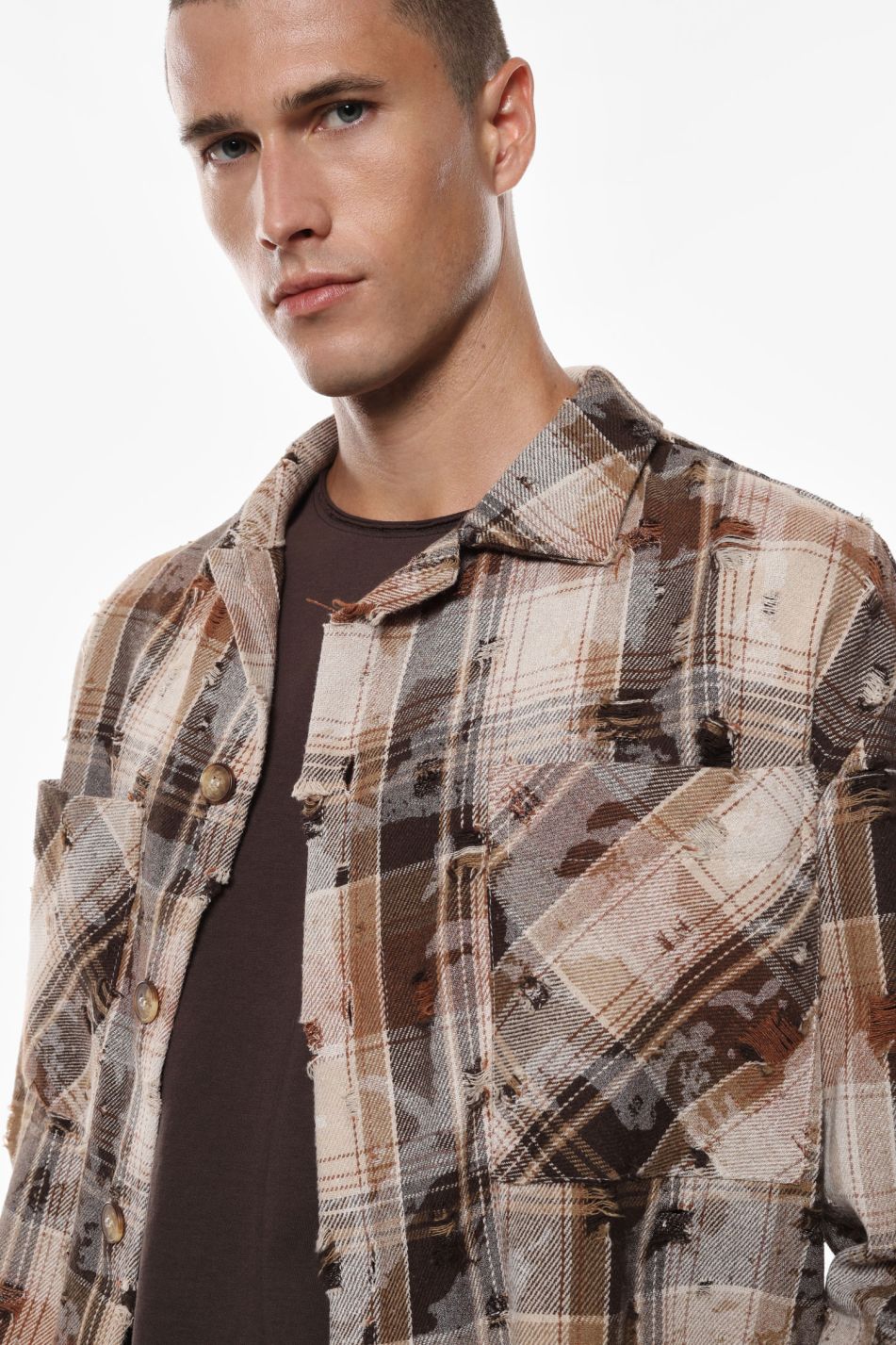 CAMICIA A QUADRI BOTTONI SINGOLI