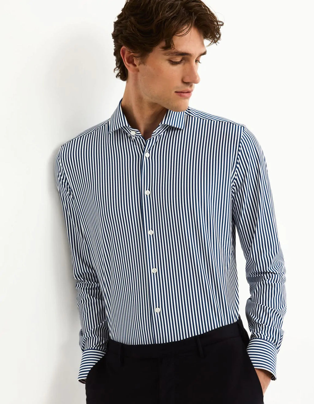 Camicia a righe blu slim FIT