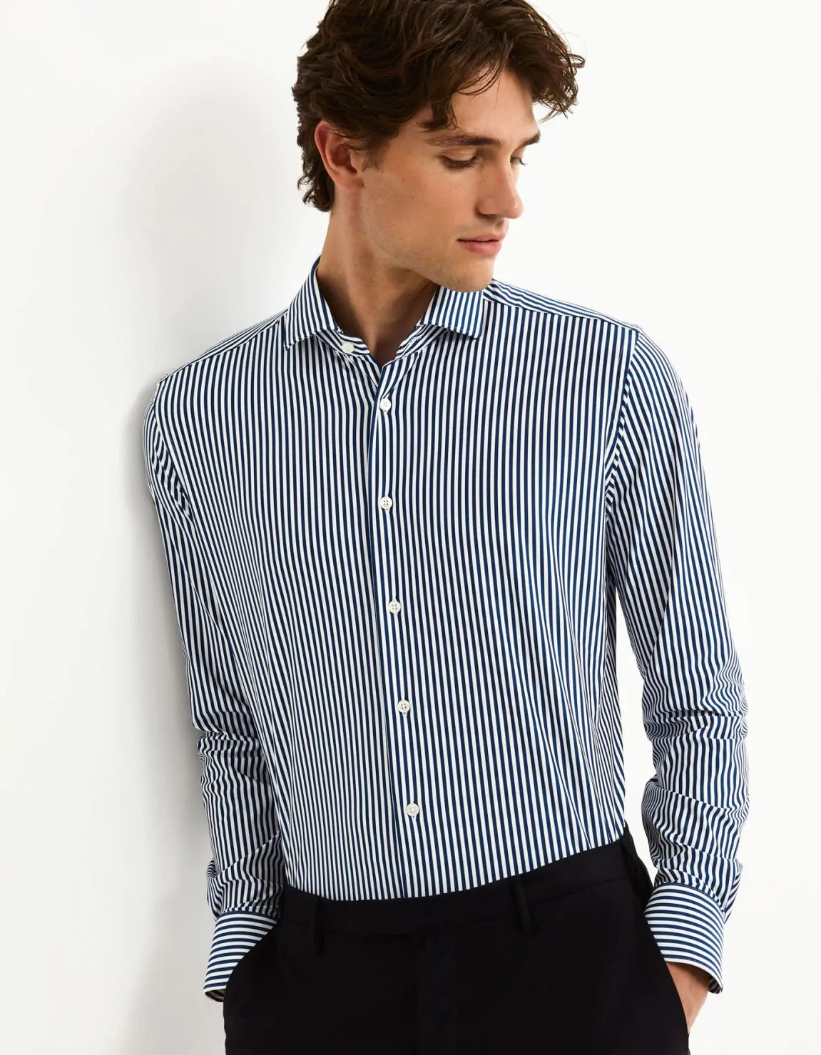 Camicia a righe blu slim FIT