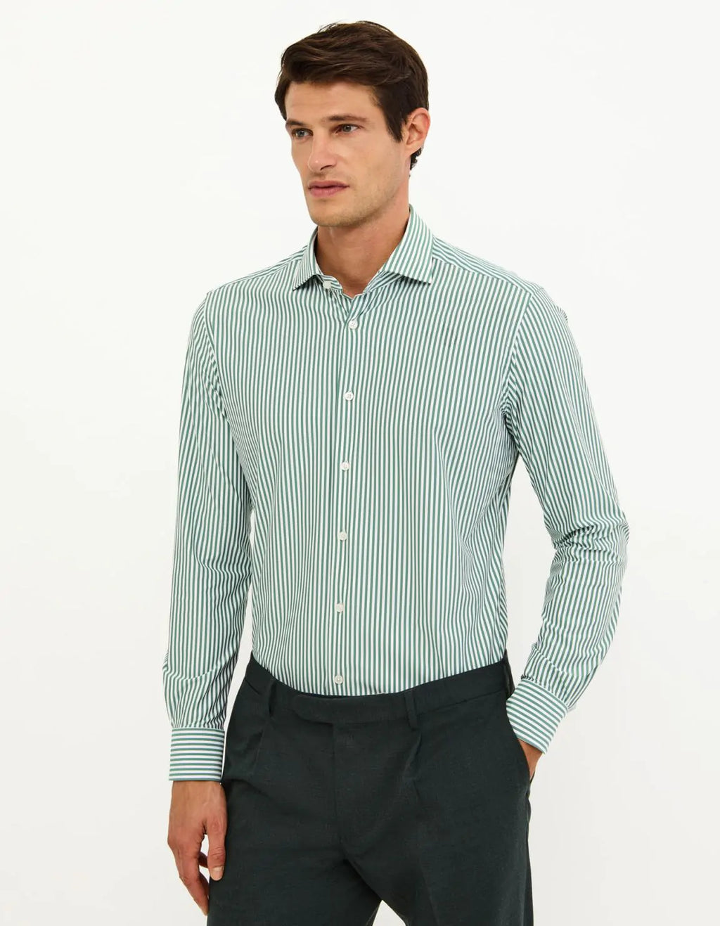 Camicia a righe verde slim