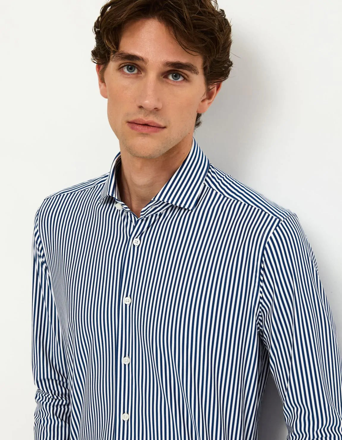 Camicia a righe blu slim FIT